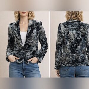 Boho Chic Velvet Blazer Size 10  Paisley Gothic Luxe Festival Statement Jacket